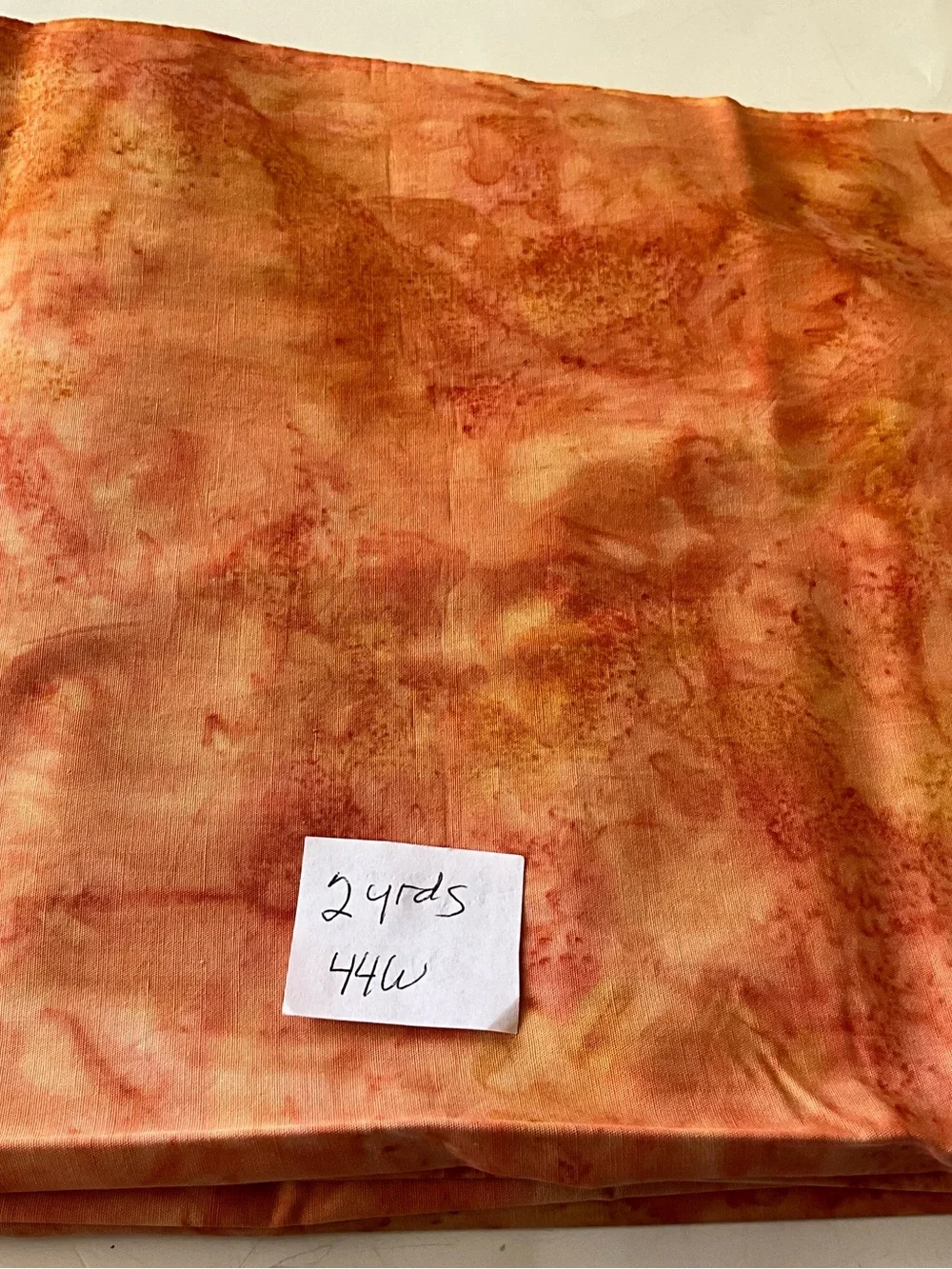 Quilting Sewing Fabric Batik/Tie-Dye Leaves Orange Green Yellow Cotton